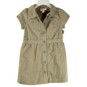 Cat & Jack Girls Khaki Button Up Dress, Sz 2T, NWOT